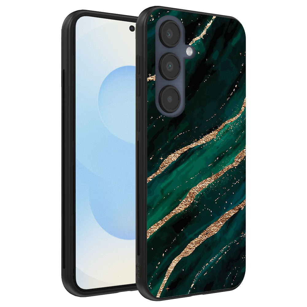 Telefoonhoesje
Geschikt voor Samsung Galaxy S25 met marmer opdruk - TPU backcover case
marble design - Groen Goud