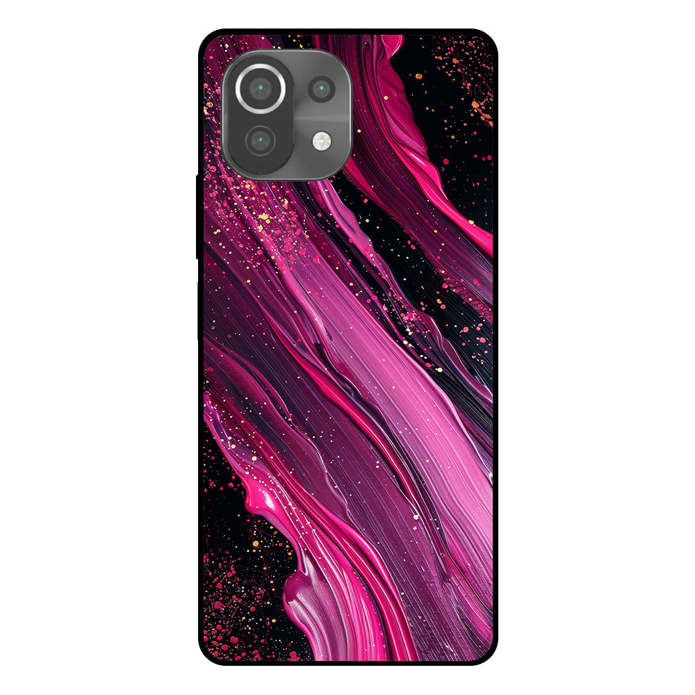 Telefoonhoesje Geschikt voor Xiaomi Mi 11 Lite met
marmer opdruk - TPU backcover case marble design - Paars Roze