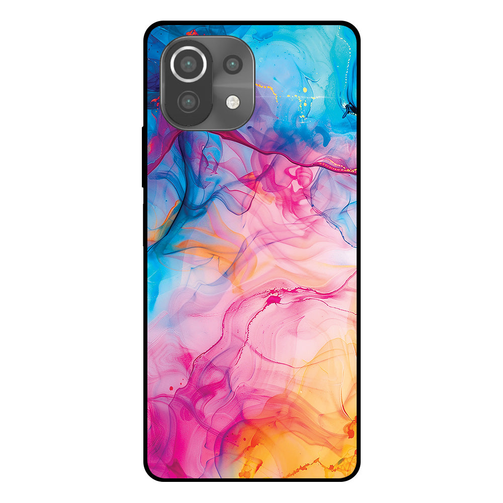 Telefoonhoesje Geschikt voor Xiaomi Mi 11 Lite met
Regenboog Acryl Marmer Opdruk - TPU Backcover Case Rainbow Acrylic Marble
Design