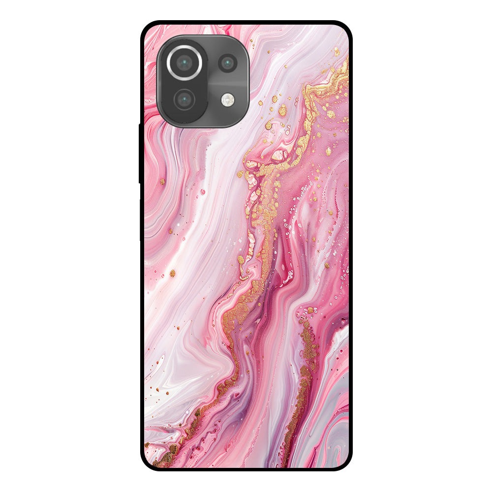 Telefoonhoesje Geschikt voor Xiaomi Mi 11 Lite met
marmer opdruk - TPU backcover case marble design - Roze