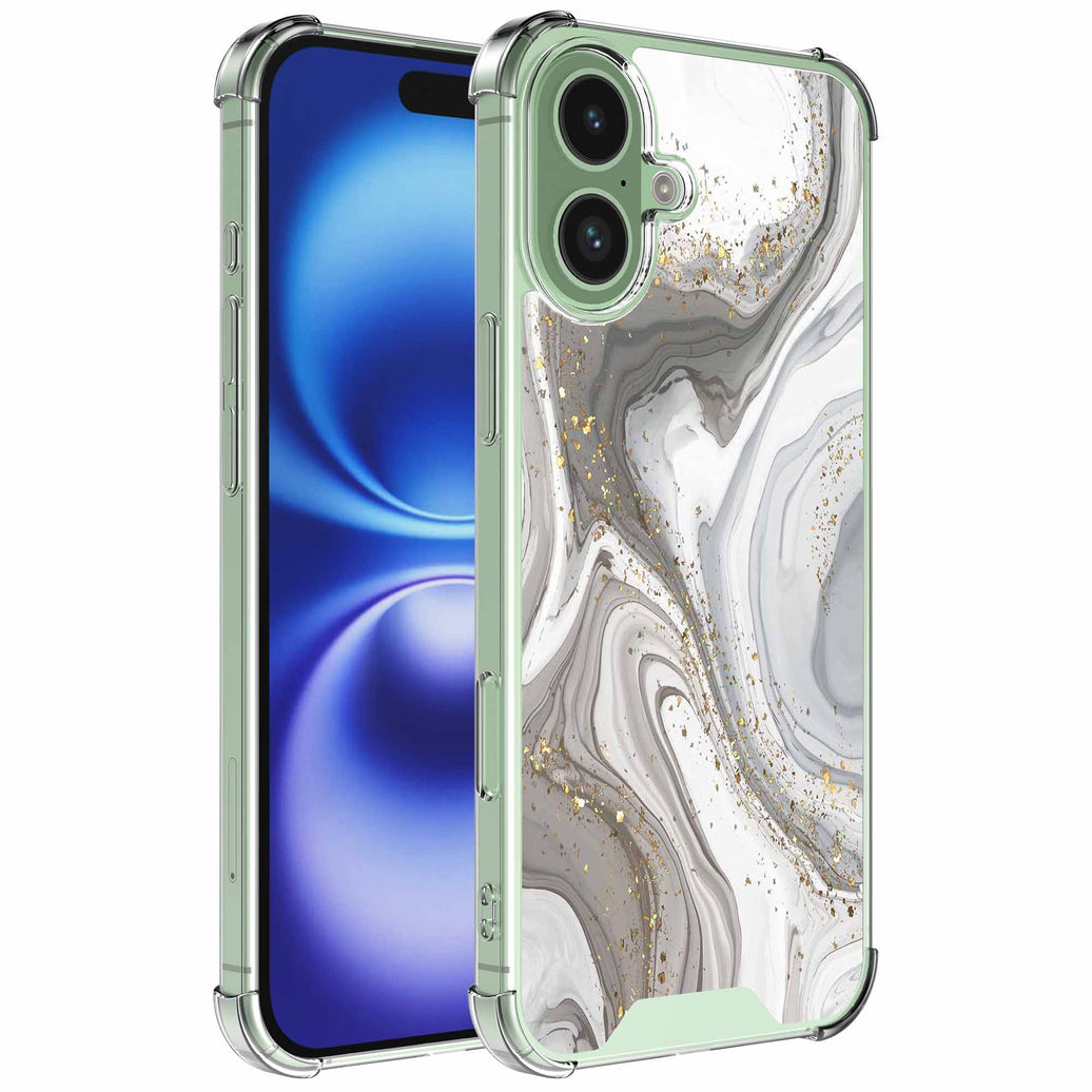 Geschikt voor iPhone 16 Telefoonhoesje
met Zilver Marmer opdruk - Draadloos op te laden - Shockproof Siliconen TPU
Strong Case - Sterk Schokbestendig Telefoonhoesje