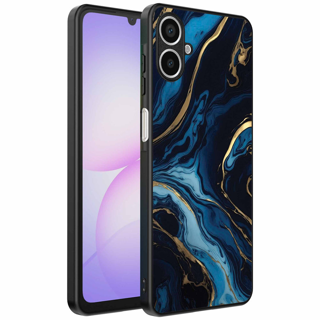 Geschikt voor
Samsung Galaxy A07 Telefoonhoesje met marmer opdruk - TPU backcover case gold
blue marble design - Goud Blauw - Smartphonica