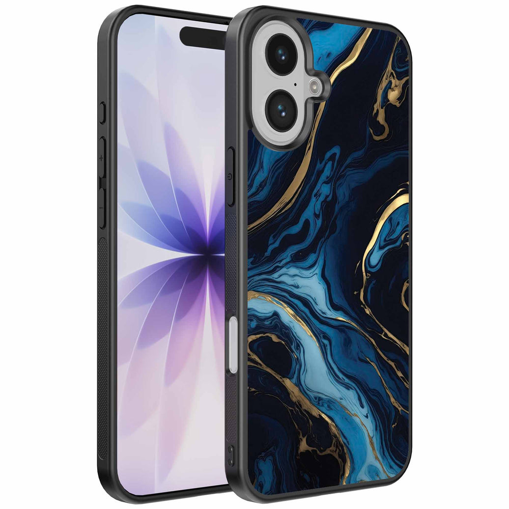 Geschikt voor
iPhone 17 Telefoonhoesje met marmer opdruk - TPU backcover case gold blue
marble design - Goud Blauw - Smartphonica