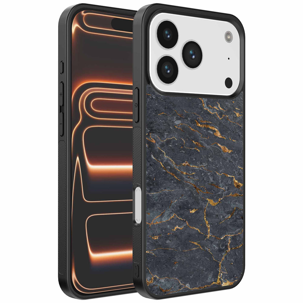 Geschikt voor
iPhone 17 Pro Max Telefoonhoesje met Grijs Goud Marmer Opdruk - TPU Backcover
Case Grey Gold Marble Design - Zwart - Smartphonica