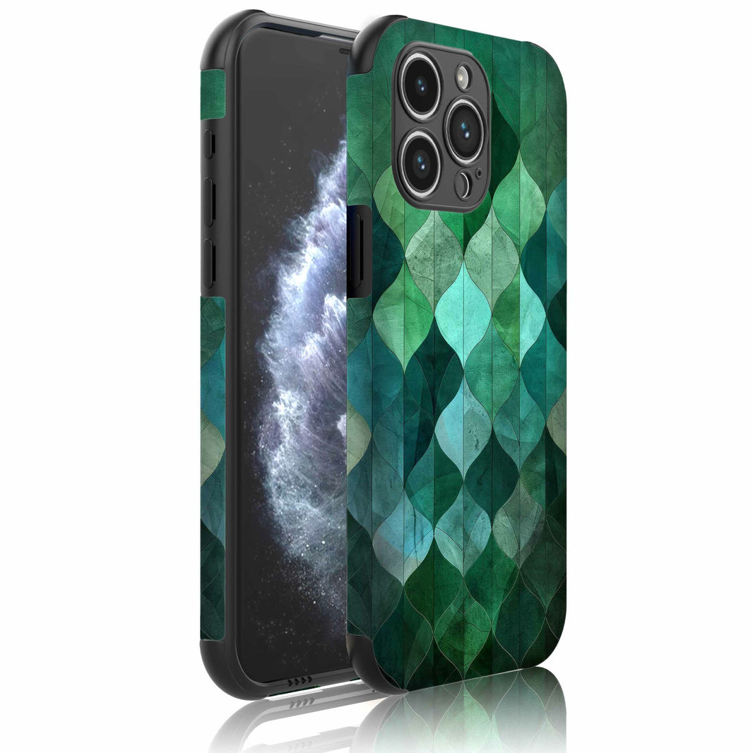 Telefoonhoesje Geschikt voor iPhone 11 Pro met
Stootrand en Groene Bladeren opdruk - Backcover PhoneCase Green Leafs print