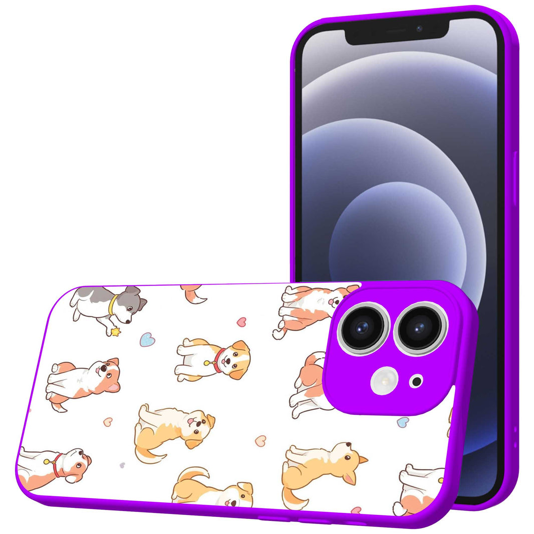Telefoonhoesje Geschikt voor iPhone 12 met Honden opdruk - TPU Back Cover Case Dogs Design - Paars
