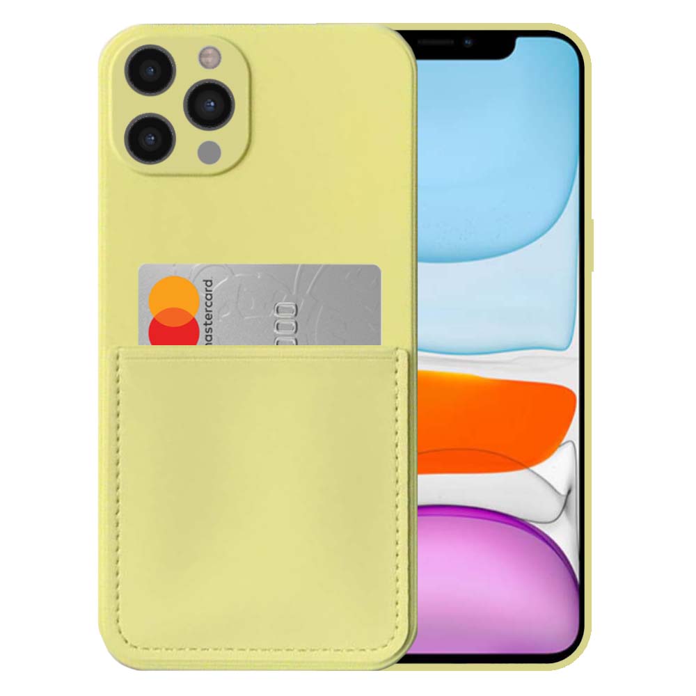 iPhone 11 Pro Max siliconen hoesje met
pashouder en zachte binnenkant - Geel