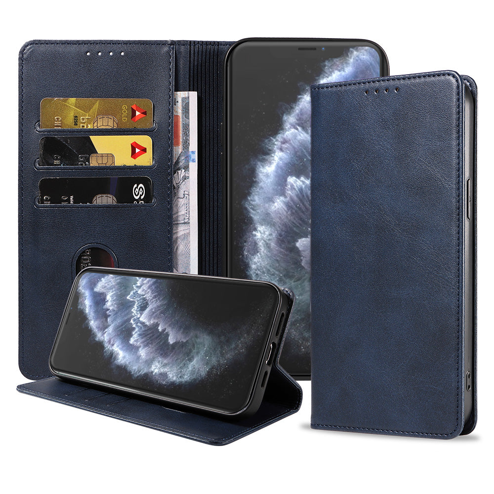 iPhone 11 Pro Max leren hoesje met magnetische sluiting - Blauw