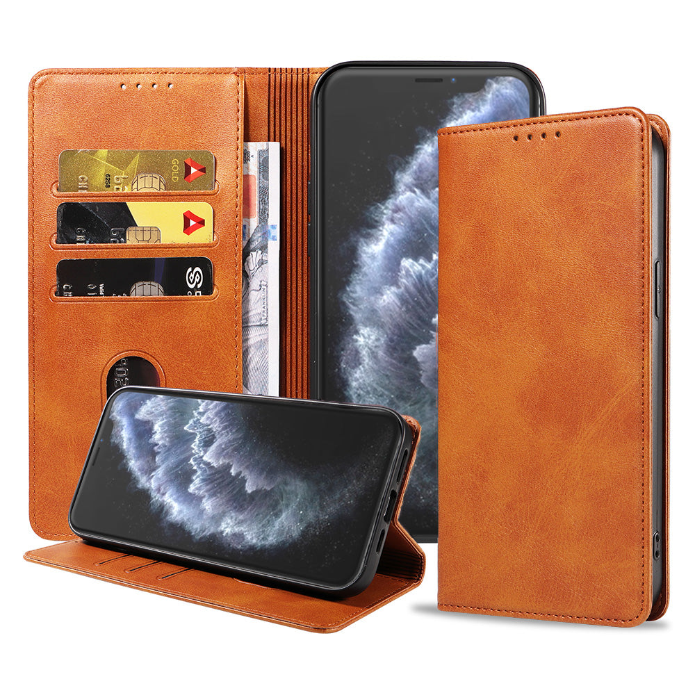 iPhone 11 Pro leren hoesje met magnetische sluiting - Bruin