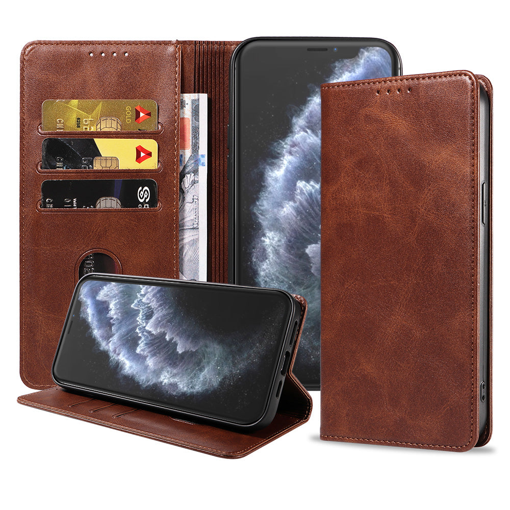 iPhone 11 Pro leren hoesje met magnetische sluiting - Donkerbruin
