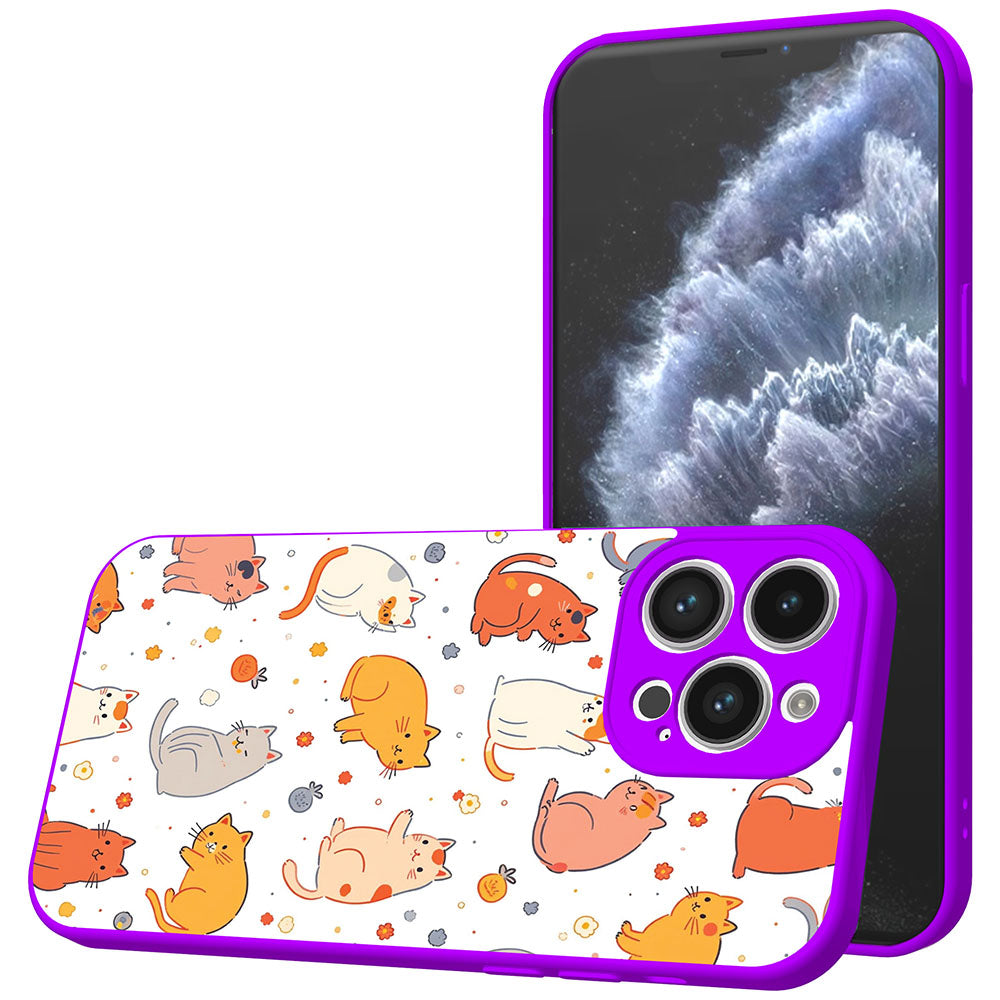Telefoonhoesje Geschikt voor iPhone 11
Pro met Katten en Poezen opdruk - TPU Back Cover Case Cats Design - Paars