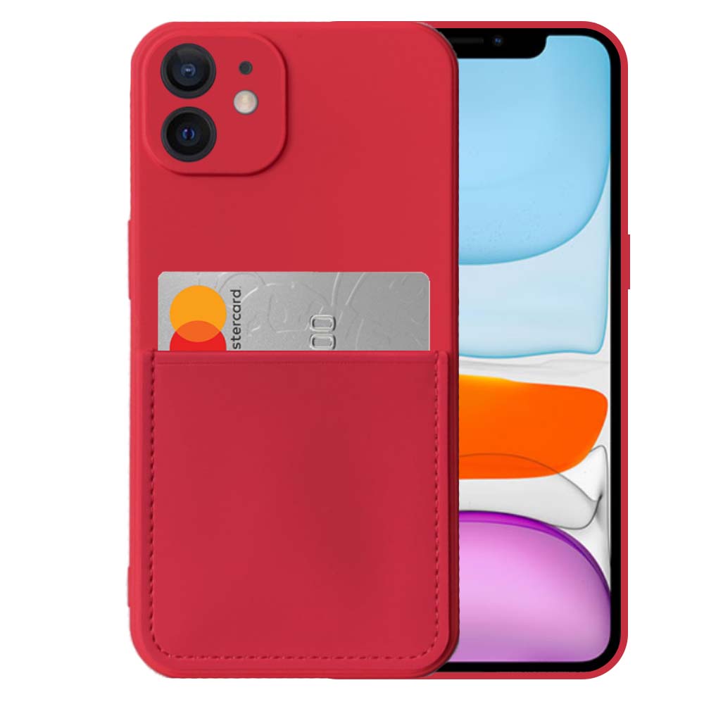 iPhone 11 siliconen
hoesje met pashouder en zachte binnenkant - Rood