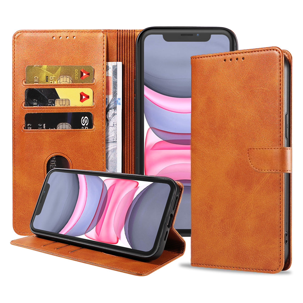 Geschikt voor iPhone 11 Telefoonhoesje
Kunstleer met Magnetisch lipje en Pasjeshouder Book Case met Klepje - Bruin -
Smartphonica