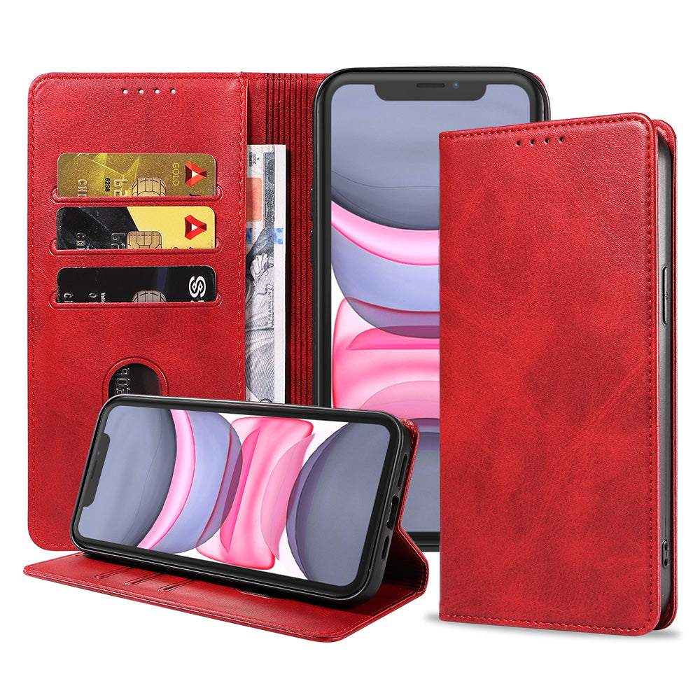 iPhone 11 leren hoesje met magnetische sluiting - Rood