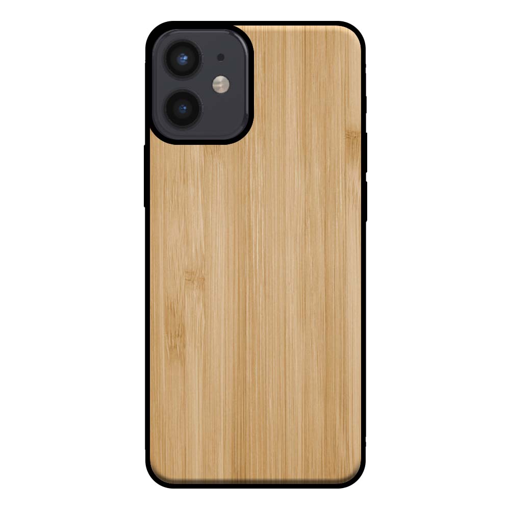 Telefoonhoesje voor iPhone 12 Mini met
houten look - backcover bamboo kunsthout hoesje - Bruin