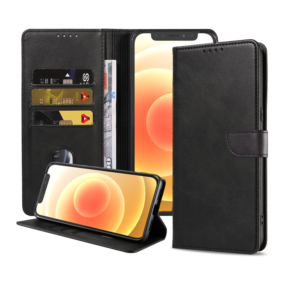 Geschikt voor iPhone 12 Mini
Telefoonhoesje Kunstleer met Magnetisch lipje en Pasjeshouder Book Case met
Klepje - Zwart - Smartphonica