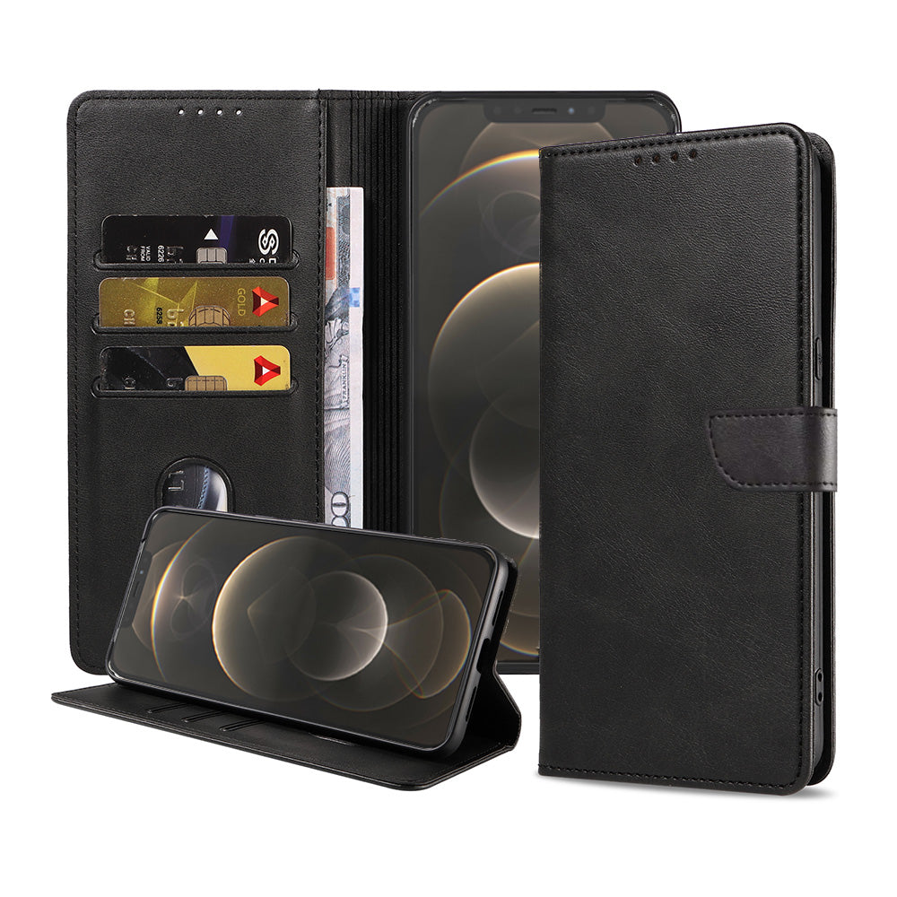 Geschikt voor iPhone 12 Pro Max
Telefoonhoesje Kunstleer met Magnetisch lipje en Pasjeshouder Book Case met
Klepje - Zwart - Smartphonica
