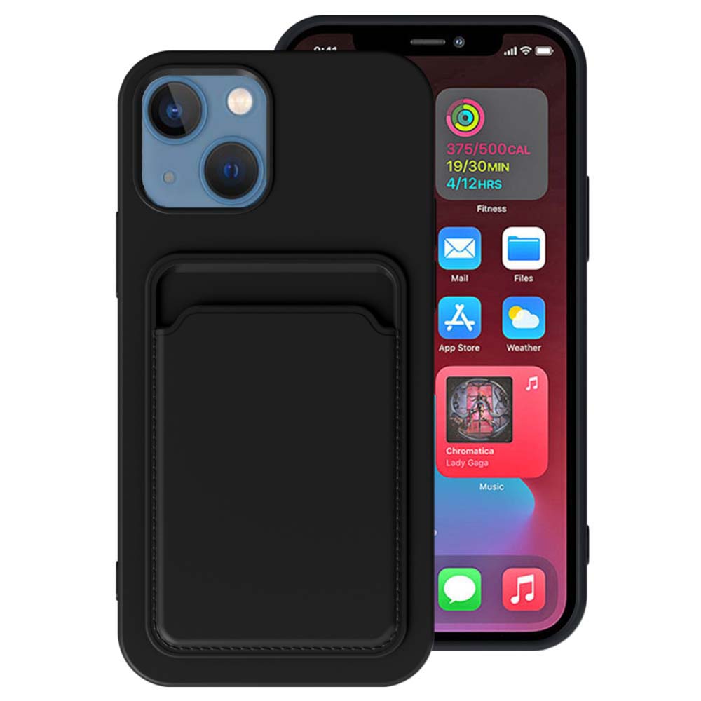 iPhone 13 Mini siliconen hoesje met
pashouder - Zwart