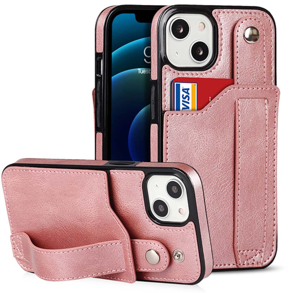 Leren Hoesje Met Pashouder voor iPhone 13 - Roze