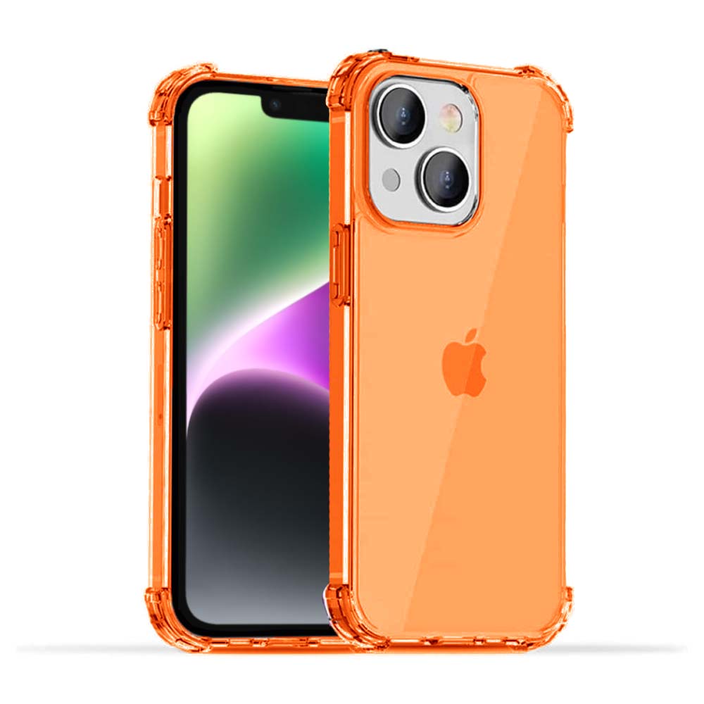 iPhone 14 Plus transparant shockproof
siliconen hoesje met stootrand - Oranje