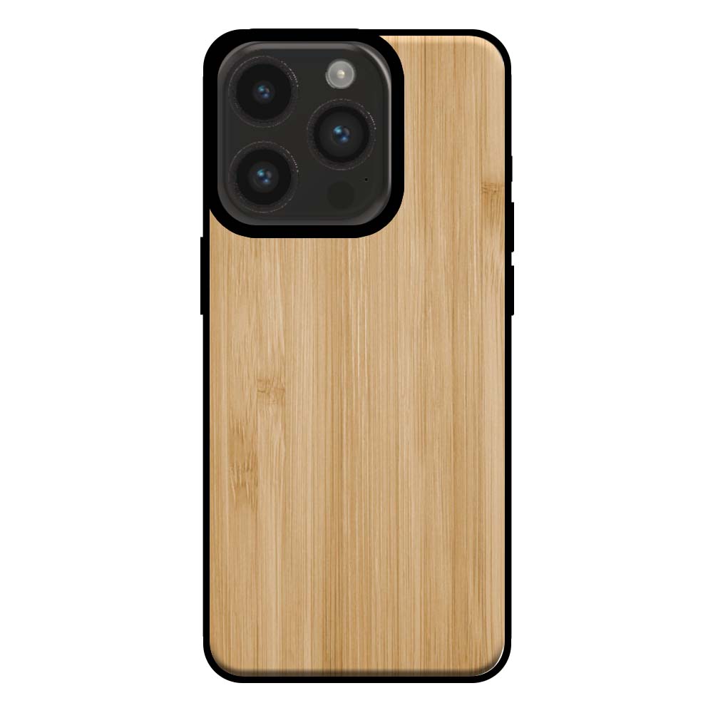 Telefoonhoesje voor iPhone 14 Pro met
houten look - backcover bamboo kunsthout hoesje - Bruin