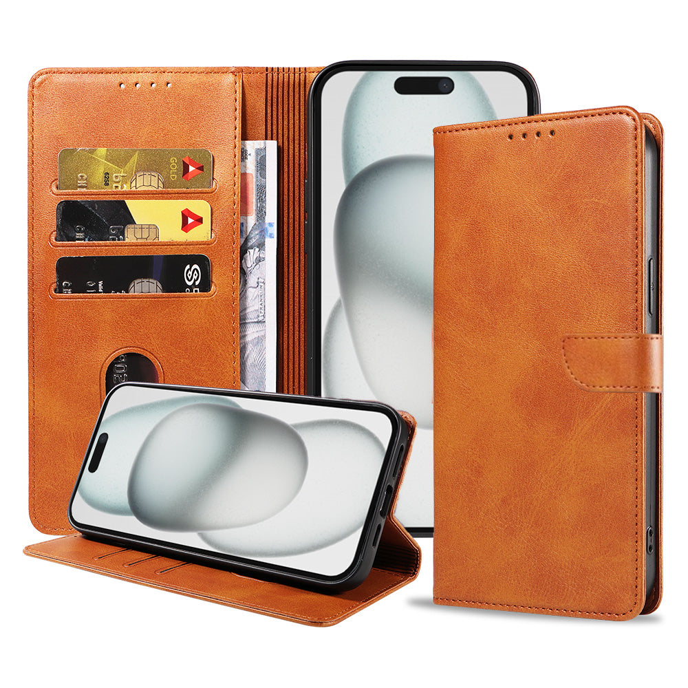 Geschikt voor iPhone 15 Plus
Telefoonhoesje Kunstleer met Magnetisch lipje en Pasjeshouder Book Case met
Klepje - Bruin - Smartphonica