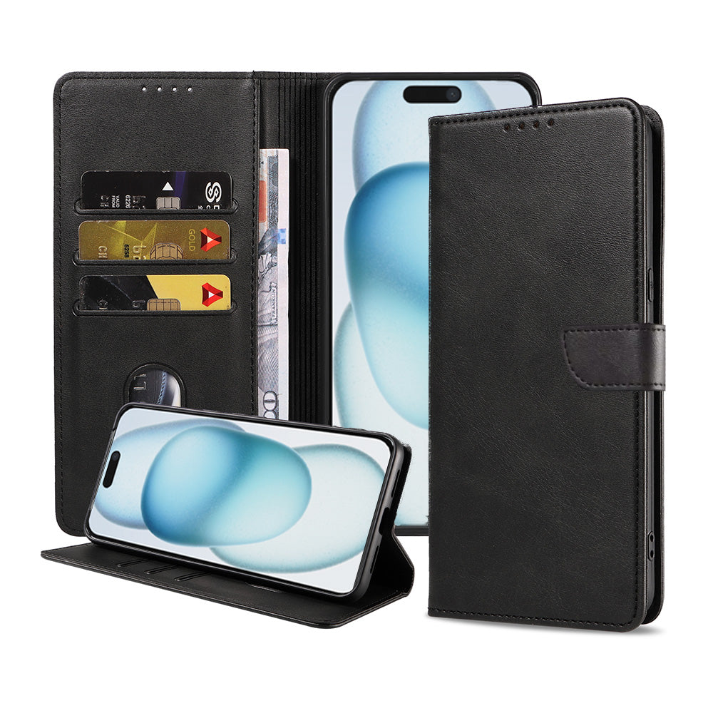 Geschikt voor iPhone
15 Plus Telefoonhoesje Kunstleer met Magnetisch lipje en Pasjeshouder Book
Case met Klepje - Zwart - Smartphonica