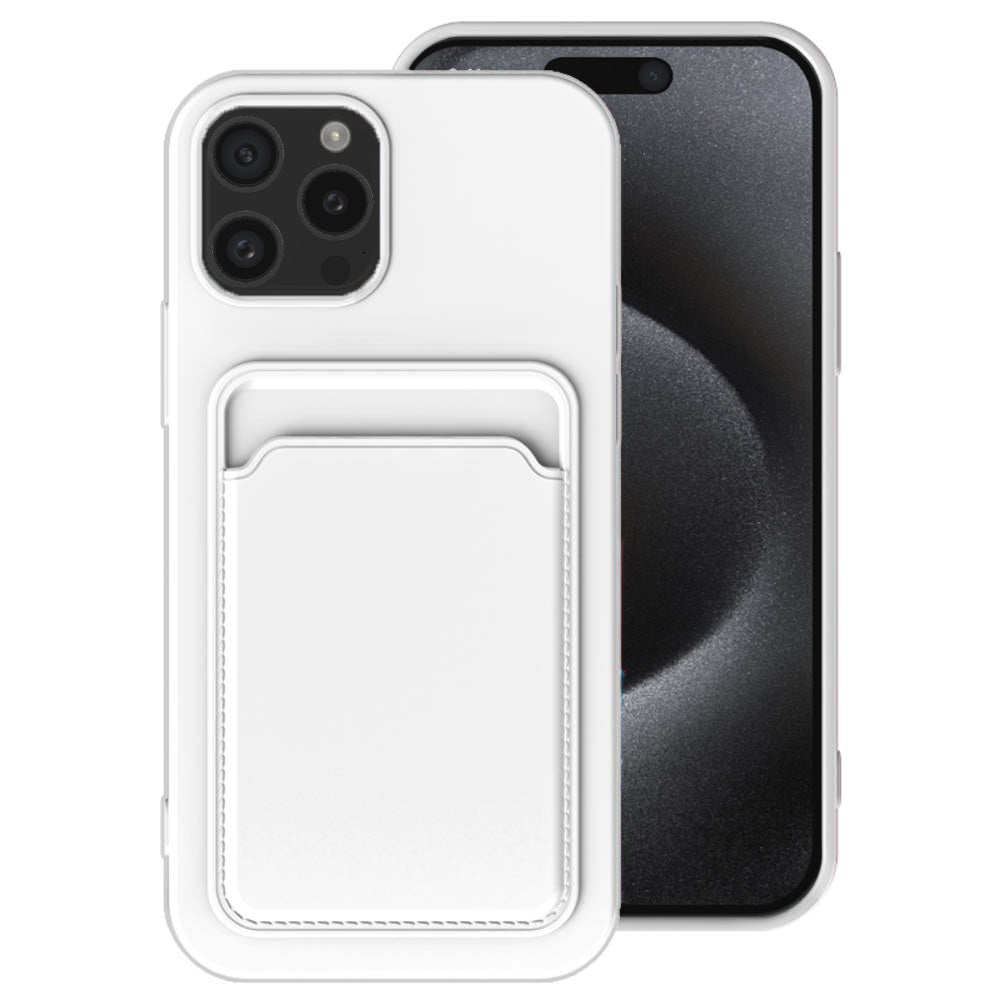 Telefoonhoesje Geschikt voor iPhone 15
Pro Max met pasjeshouder - TPU backcover with cardslot - Wit