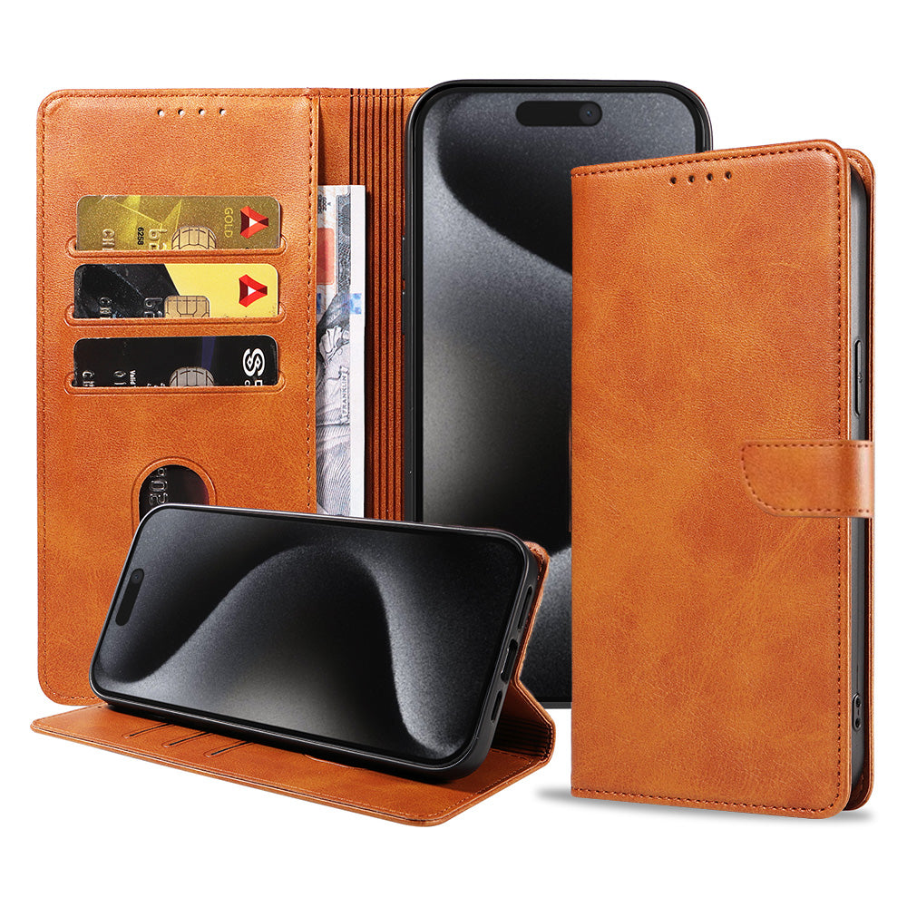 Geschikt voor iPhone 15 Pro
Telefoonhoesje Kunstleer met Magnetisch lipje en Pasjeshouder Book Case met
Klepje - Bruin - Smartphonica