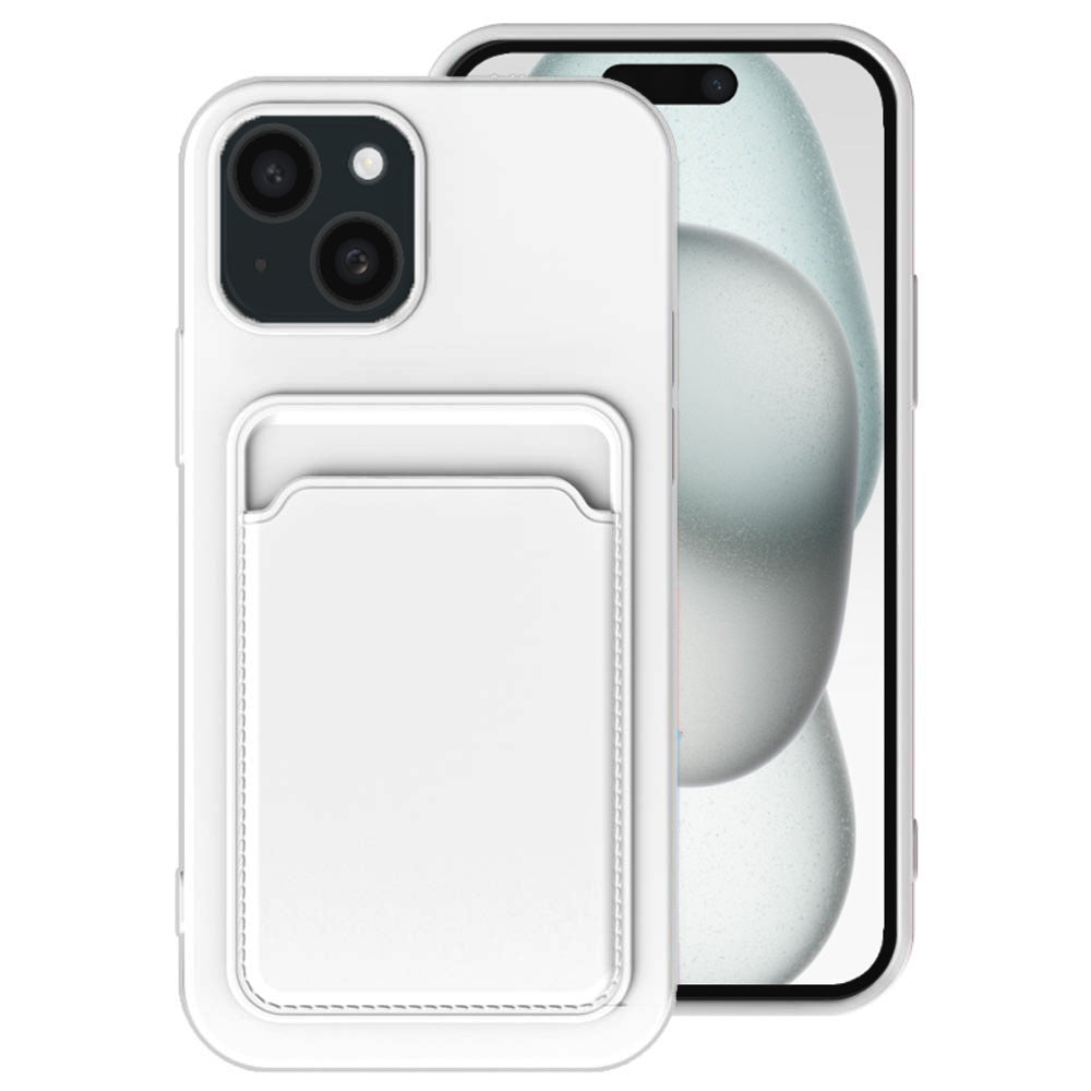 Telefoonhoesje Geschikt voor iPhone 15
met pasjeshouder - TPU backcover with cardslot - Wit