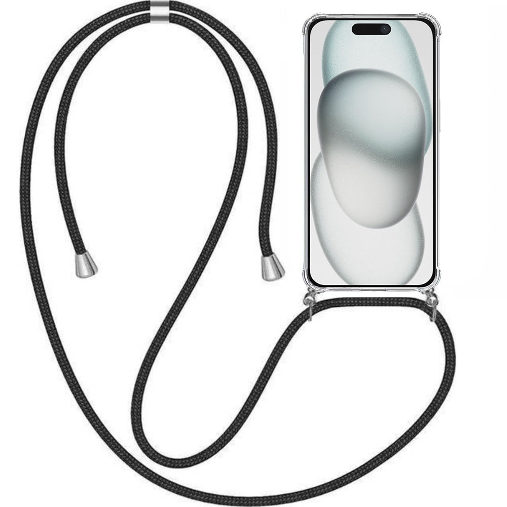 Telefoonhoesje
Geschikt voor iPhone 15 met Koord en Stootrand - TPU Backcover Shockproof met
Lanyard - Smartphonica