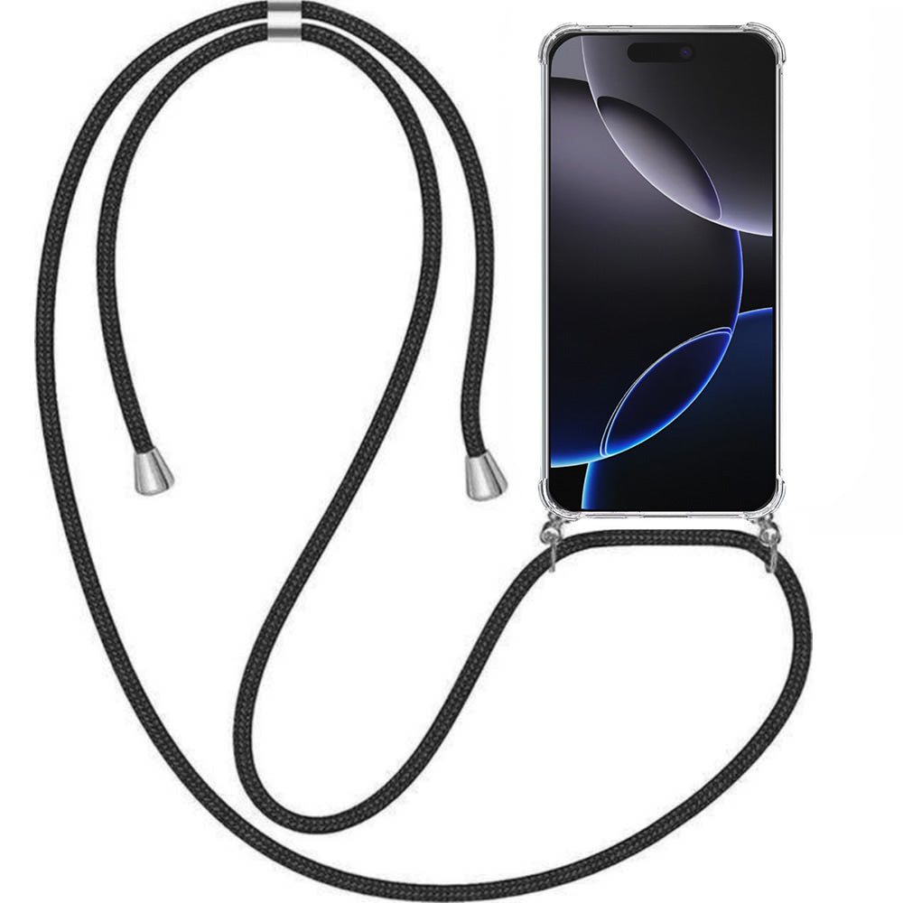 Telefoonhoesje Geschikt voor iPhone 16
Pro met Koord en Stootrand - TPU Backcover Shockproof met Lanyard -
Smartphonica