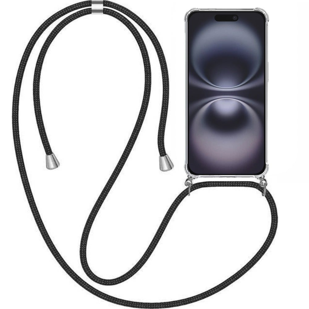 Telefoonhoesje Geschikt voor iPhone 16
met Koord en Stootrand - TPU Backcover Shockproof met Lanyard - Smartphonica