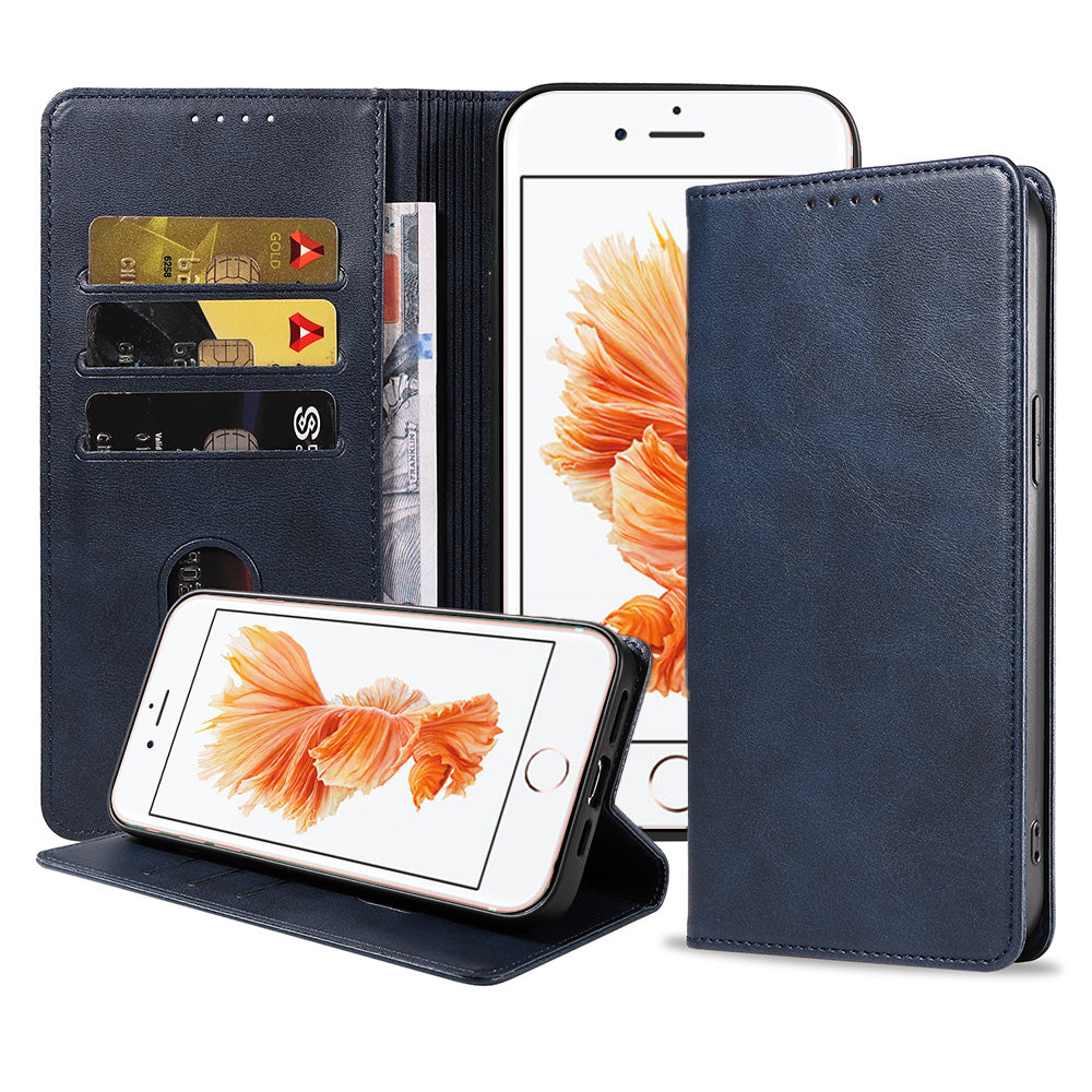 iPhone 6/6s leren hoesje met magnetische sluiting - Blauw