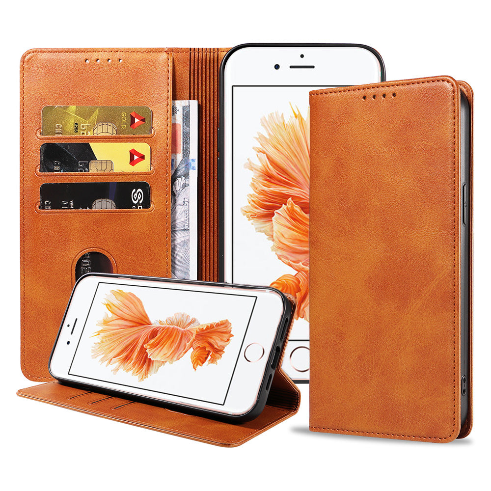 iPhone 6/6s leren hoesje met magnetische sluiting - Bruin