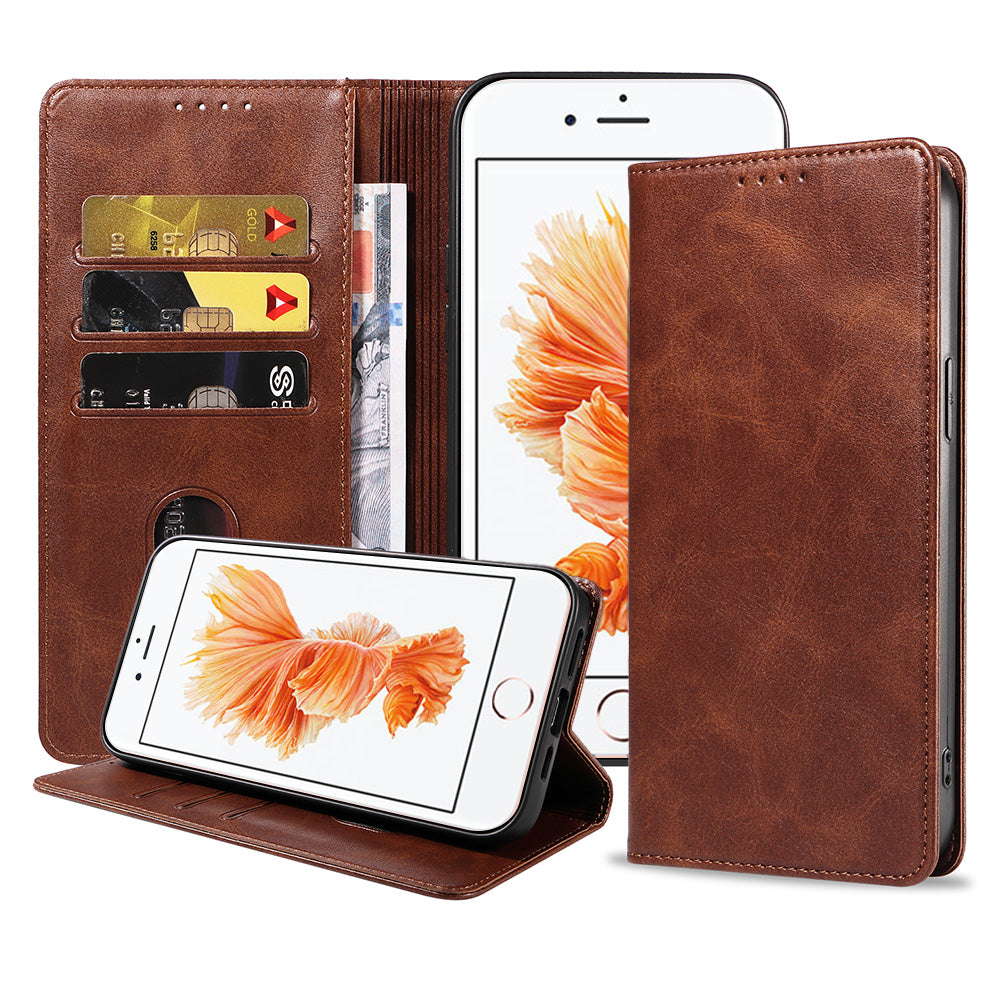 iPhone 6/6s leren hoesje met magnetische sluiting - Donkerbruin