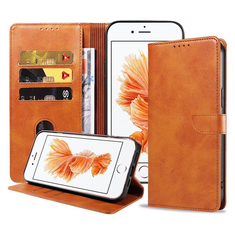 Geschikt voor iPhone 6/6s Telefoonhoesje
Kunstleer met Magnetisch lipje en Pasjeshouder Book Case met Klepje - Bruin -
Smartphonica