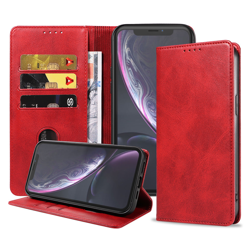 iPhone Xr leren hoesje met magnetische sluiting - Rood
