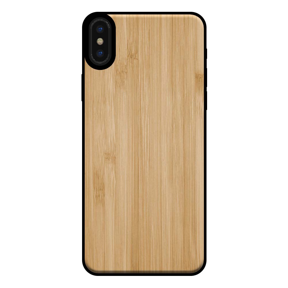 Telefoonhoesje voor iPhone Xs Max met
houten look - backcover bamboo kunsthout hoesje - Bruin