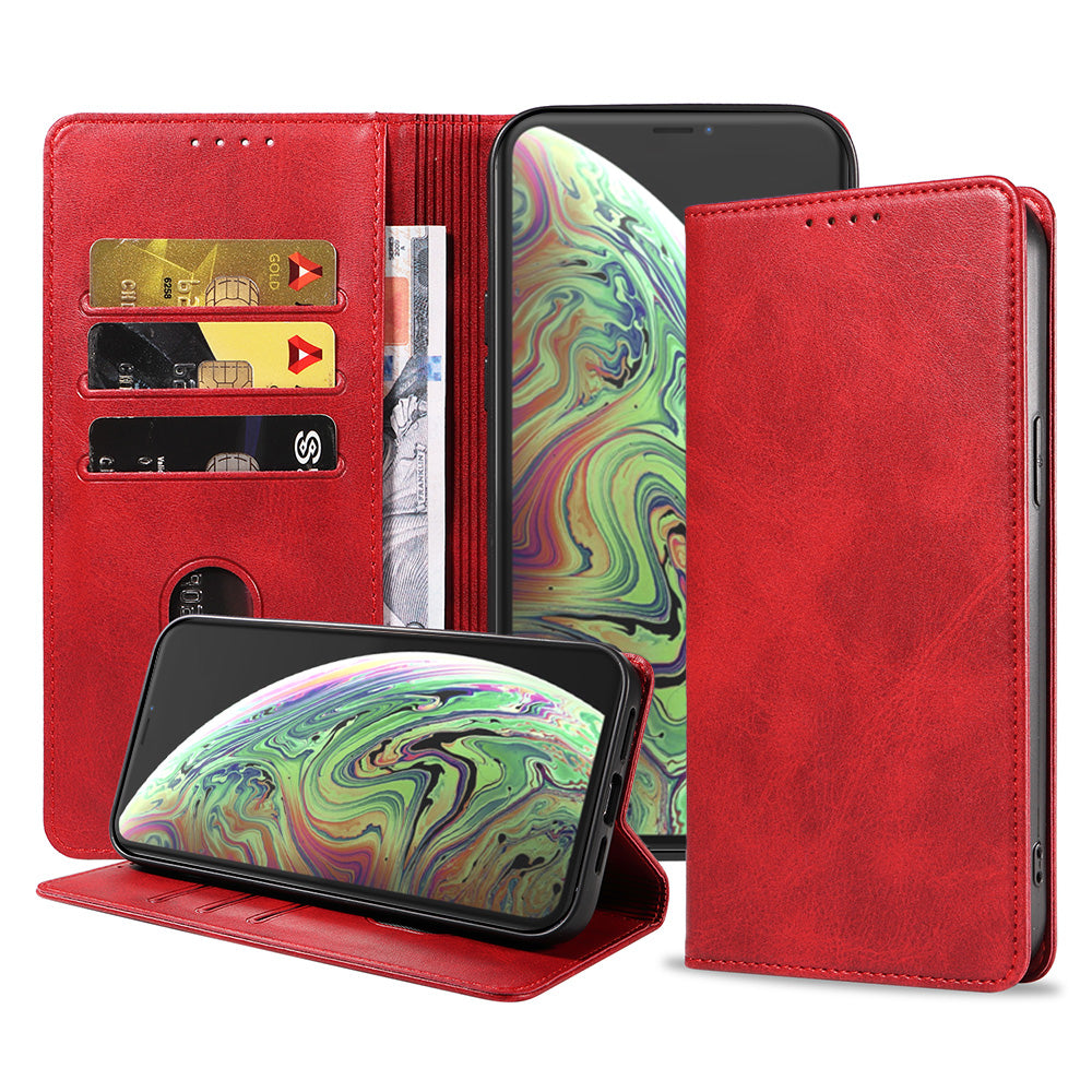 iPhone Xs Max leren hoesje met magnetische sluiting - Rood
