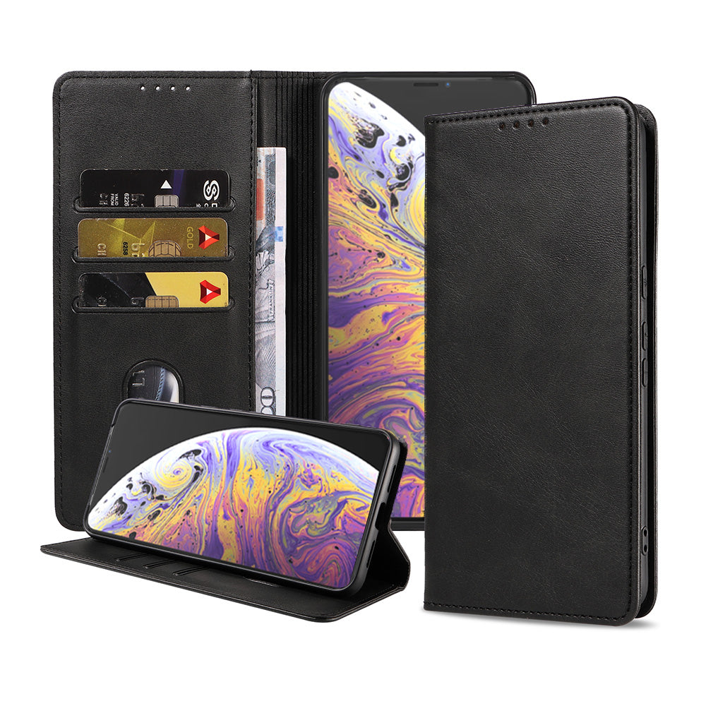iPhone Xs Max leren hoesje met magnetische sluiting - Zwart