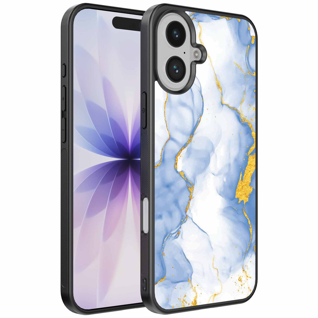 Geschikt voor
iPhone 17 Telefoonhoesje met Lichtblauw Goud Marmer Opdruk - TPU Backcover
Case Lightblue Gold Marble Design - Smartphonica