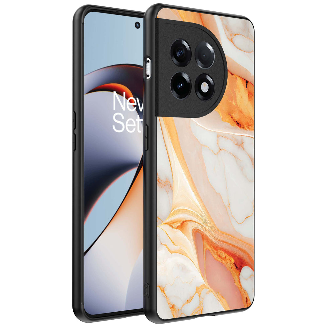 Telefoonhoesje
Geschikt voor OnePlus 11R met marmer opdruk - TPU backcover case marble
design - Oranje