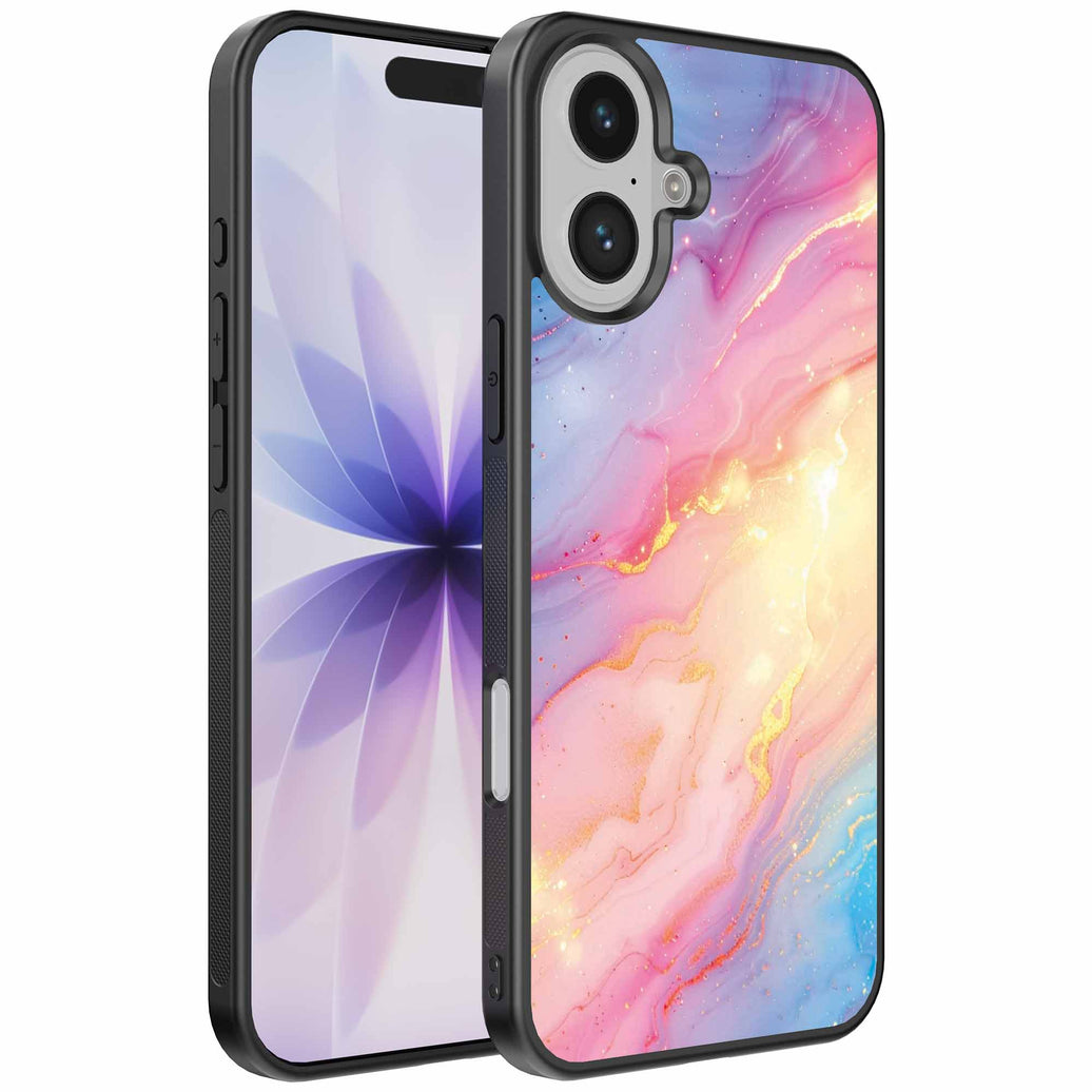 Geschikt voor
iPhone 17 Telefoonhoesje met Regenboog Glitter Marmer Opdruk - TPU Backcover
Case Rainbow Glitter Marble Design - Smartphonica