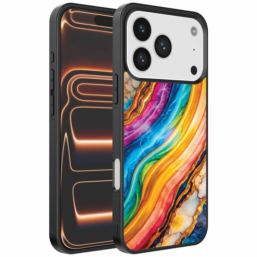 Geschikt voor
iPhone 17 Pro Max Telefoonhoesje met Regenboog Goud Marmer Opdruk - TPU
Backcover Case Rainbow Gold Marble Design - Smartphonica