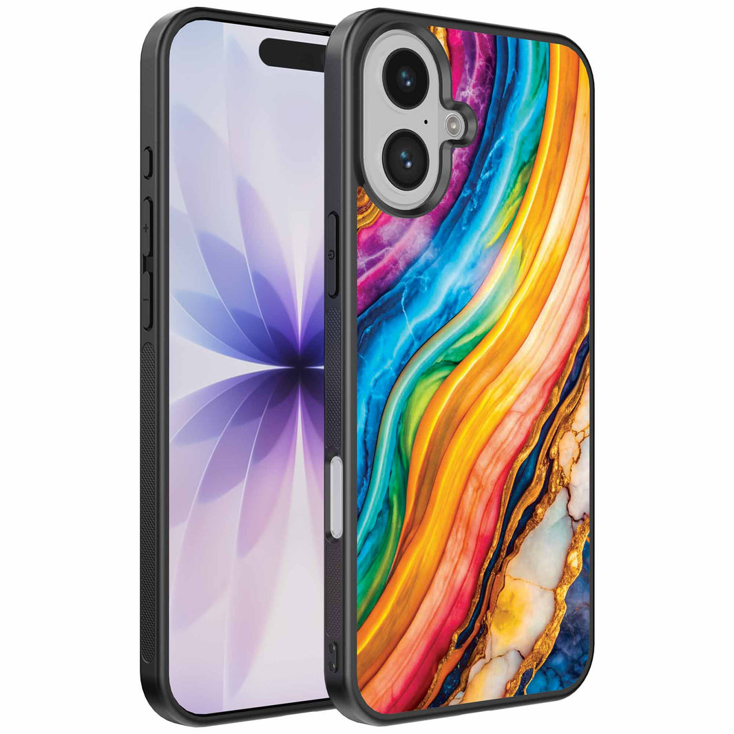 Geschikt voor
iPhone 17 Telefoonhoesje met Regenboog Goud Marmer Opdruk - TPU Backcover
Case Rainbow Gold Marble Design - Smartphonica