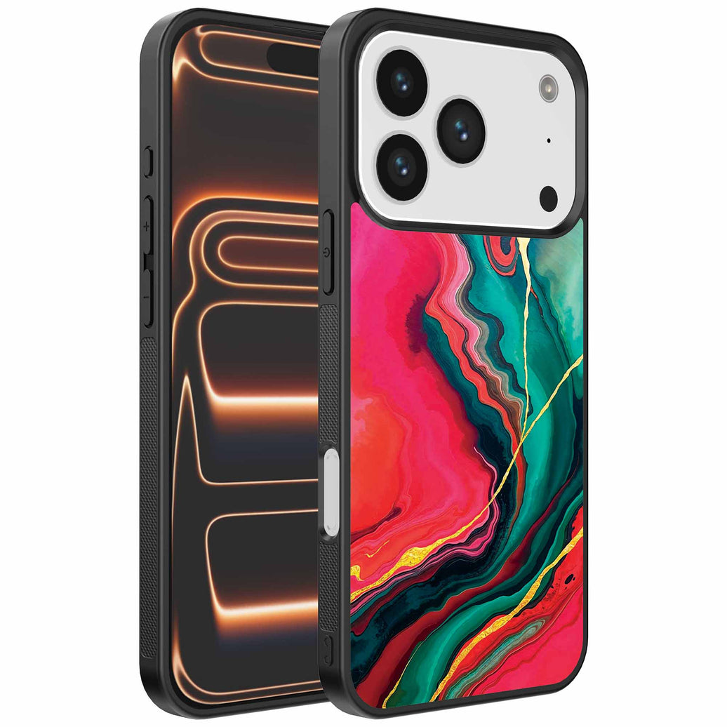 Geschikt voor
iPhone 17 Pro Max Telefoonhoesje met Rood Groen Marmer Opdruk - TPU Backcover
Case Red Green Marble Design - Smartphonica