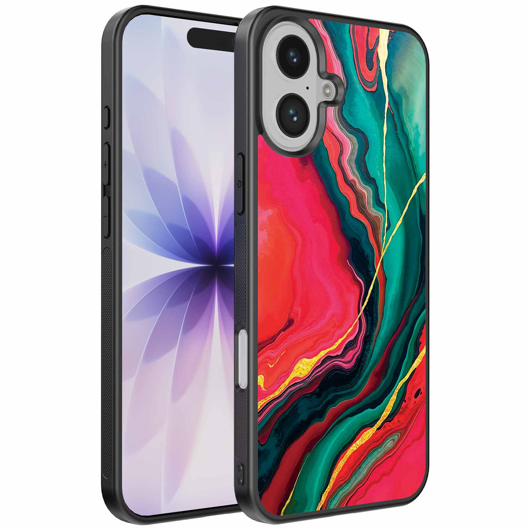 Geschikt voor
iPhone 17 Telefoonhoesje met Rood Groen Marmer Opdruk - TPU Backcover Case
Red Green Marble Design - Smartphonica