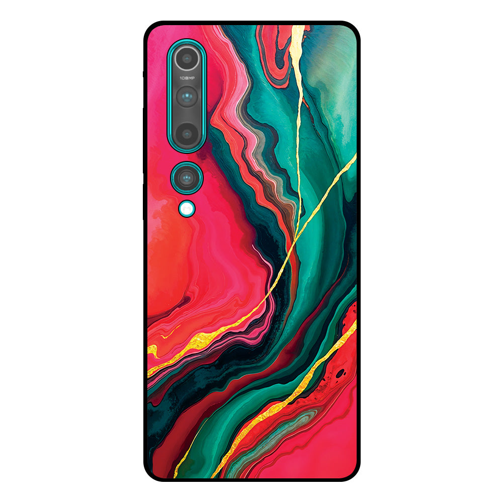Telefoonhoesje Geschikt voor Xiaomi Mi 10T / Mi 10T
Pro met Rood Groen Marmer Opdruk - TPU Backcover Case Red Green Marble Design