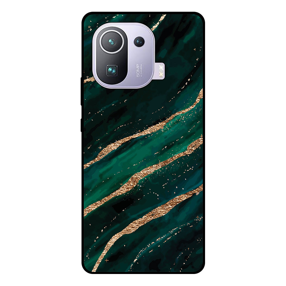 Telefoonhoesje Geschikt voor Xiaomi Mi 11 Pro met
marmer opdruk - TPU backcover case marble design - Groen Goud